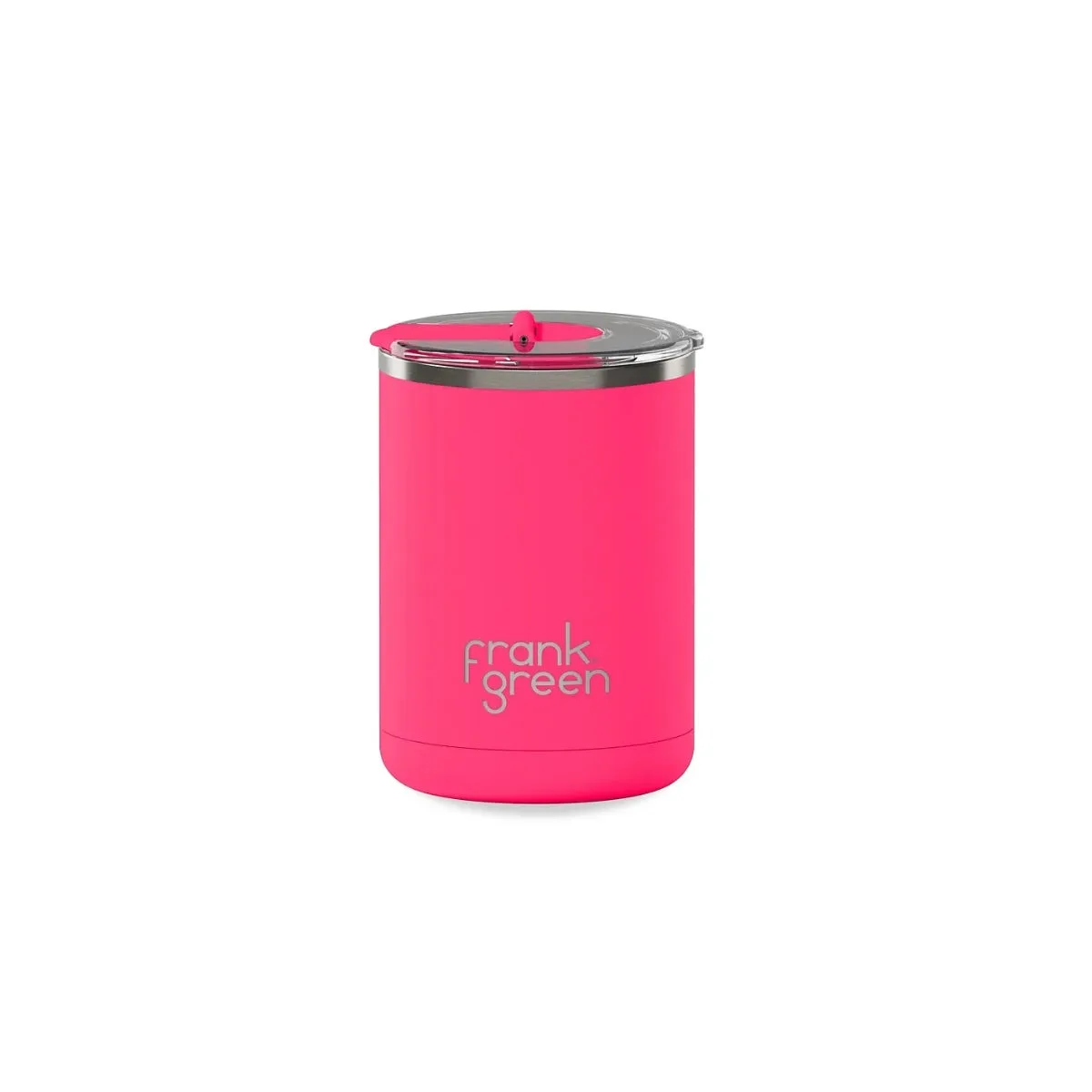 12oz Stainless Steel Ceramic Cup With Hinged Lid Neon Pink