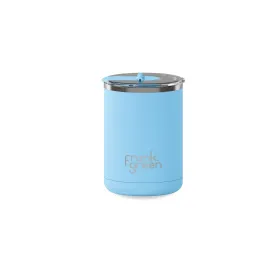 12oz Stainless Steel Ceramic Cup With Hinged Lid Sky Blue