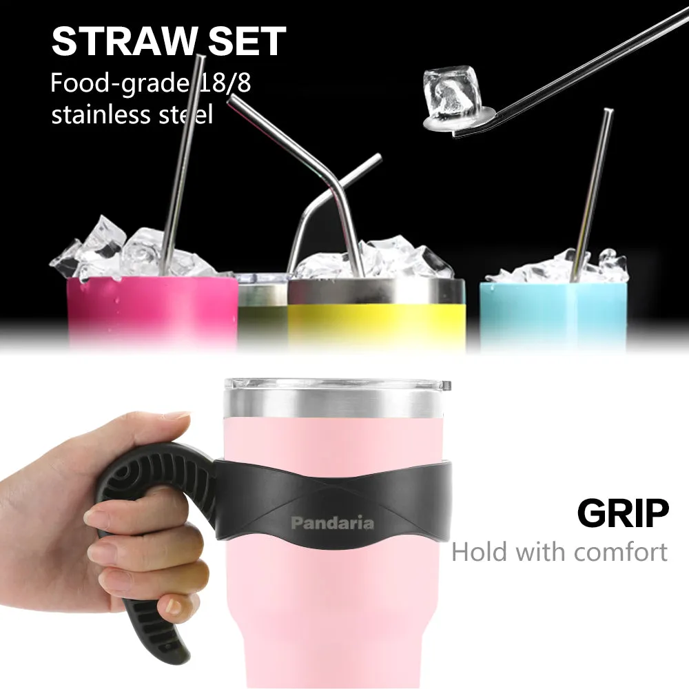 30oz Vacuum Insulated Tumbler Set with Straws Lids&Handle, First Love