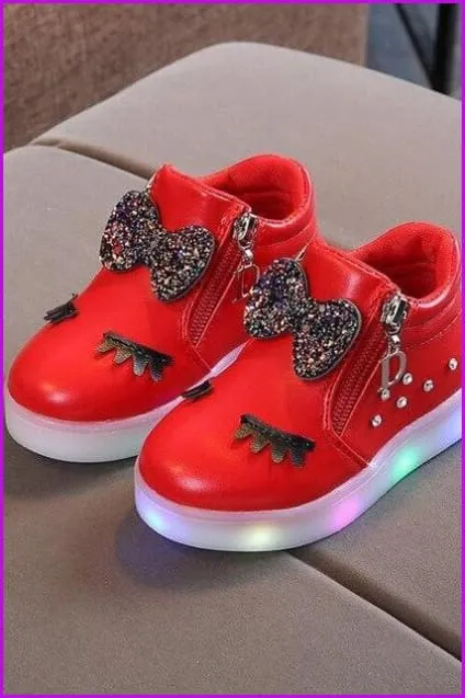 4 Colors Kids Princess Girls Led Sneakers Shoes F295