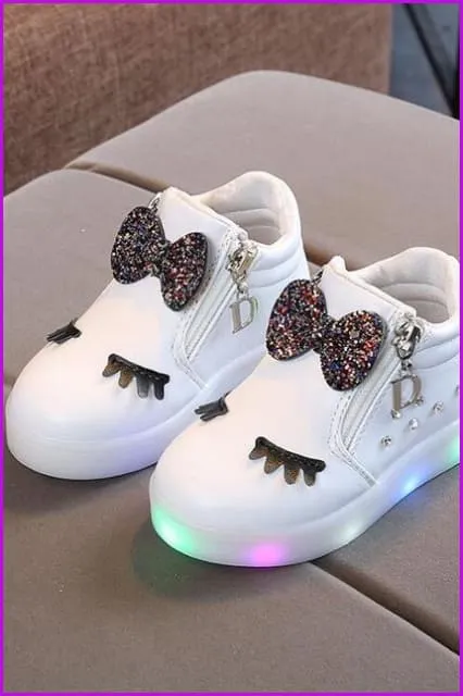 4 Colors Kids Princess Girls Led Sneakers Shoes F295