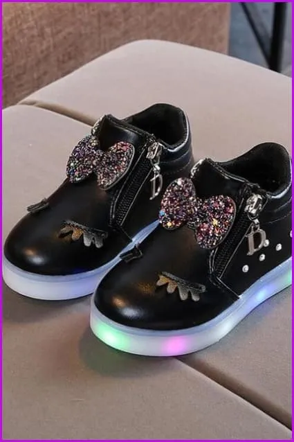 4 Colors Kids Princess Girls Led Sneakers Shoes F295