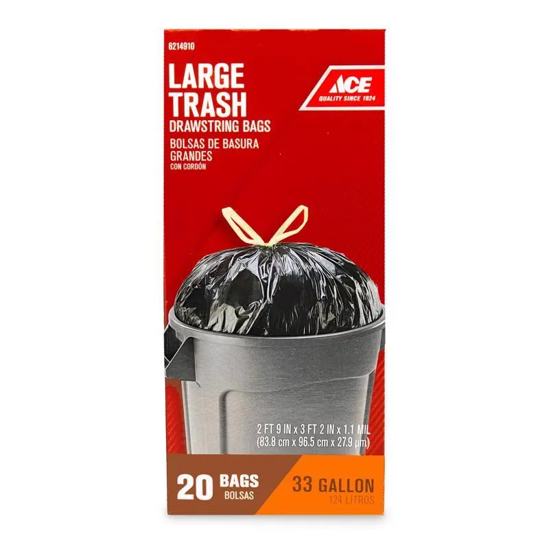 Ace 33 gal Trash Bags Drawstring 20 pk 1.1 mil