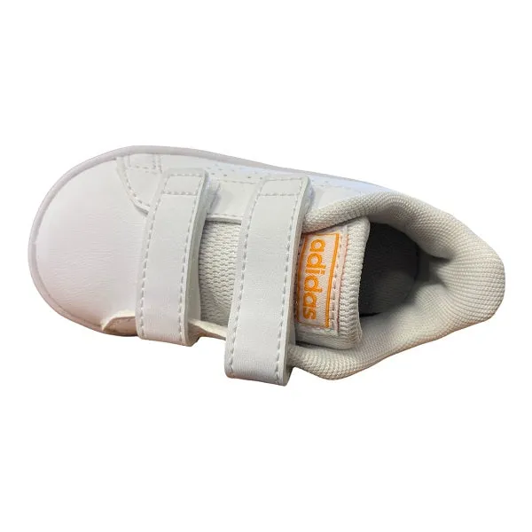 Adidas scarpa da bambino con strappo Advantage CF I GW0452 bianco arancione