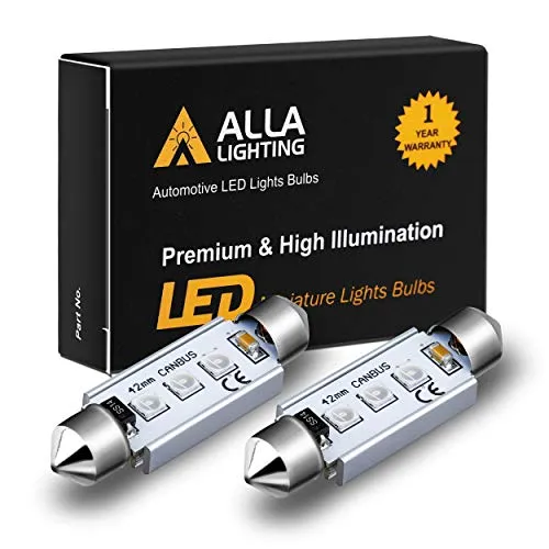 Alla Lighting 211-2 578 CANBUS LED Bulbs, 10000K Blue Super Bright 41mm 42mm Festoon 3030 SMD 212-2 569 6413 Interior Map, Dome, Trunk, Courtesy Lights