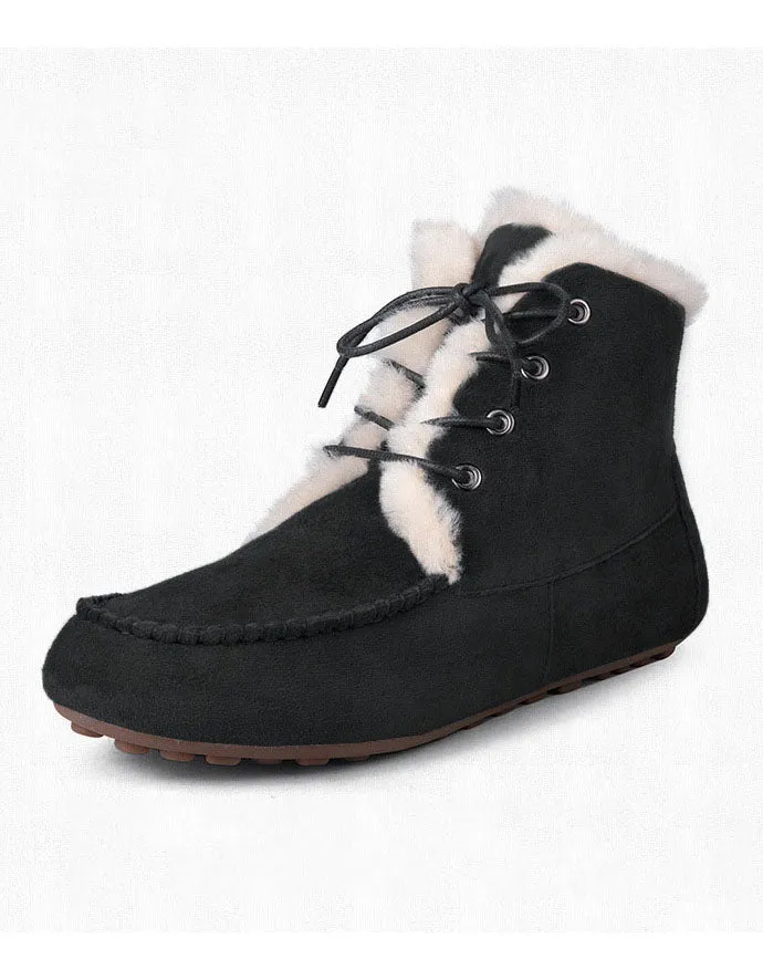 Anti-slip Lace-up Suede Winter Boots with Fur