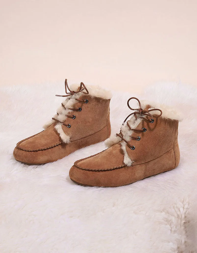 Anti-slip Lace-up Suede Winter Boots with Fur