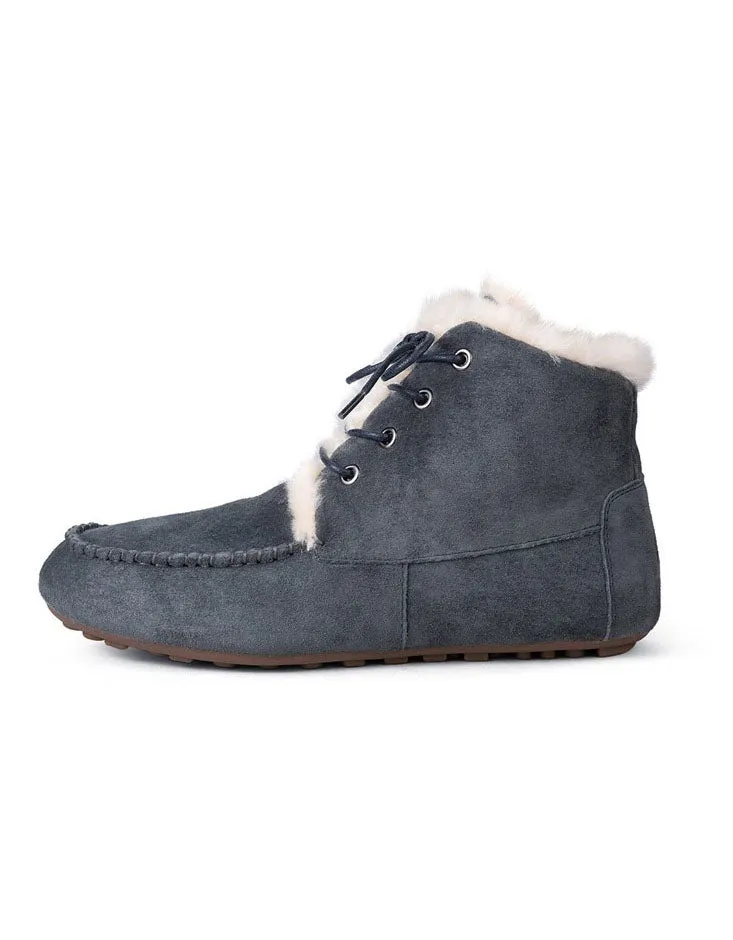 Anti-slip Lace-up Suede Winter Boots with Fur