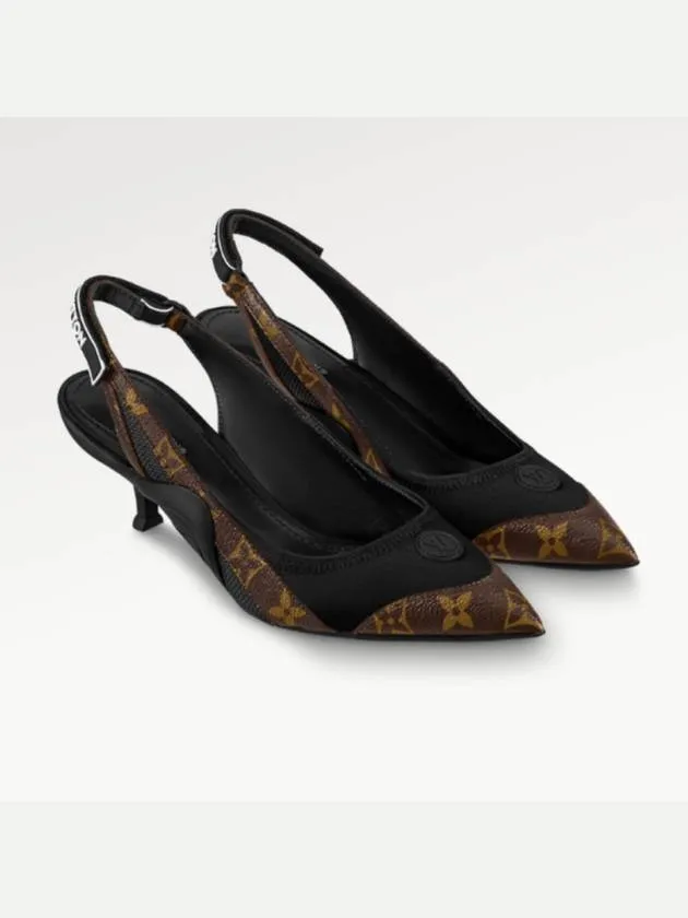 Archlight Logo Monogram Canvas Slingback Heels Black