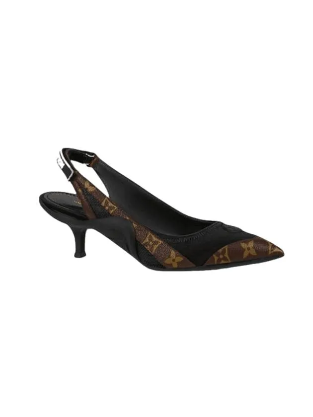 Archlight Logo Monogram Canvas Slingback Heels Black