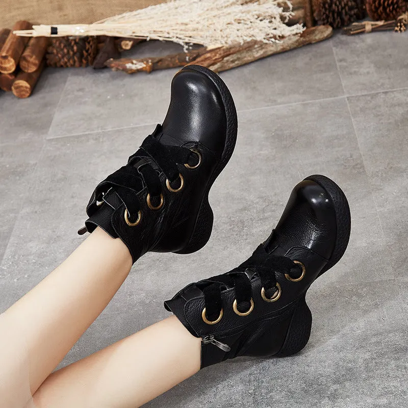 Autumn Winter Handmade Round Head Retro Boots