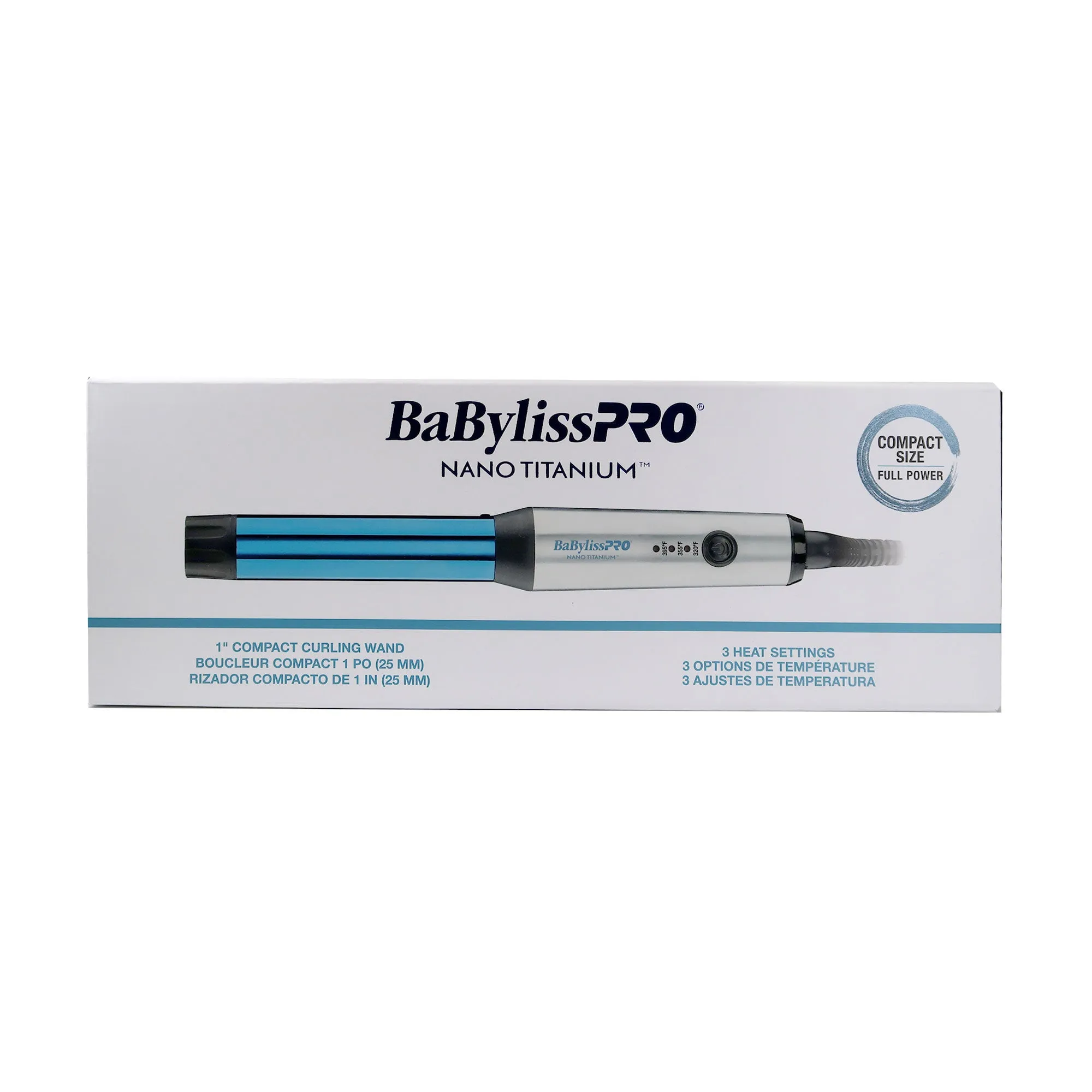 Babyliss Pro Nano Titanium 1" Compact Full Power Curling Wand with 3 Heat Settings #BNTMWUC