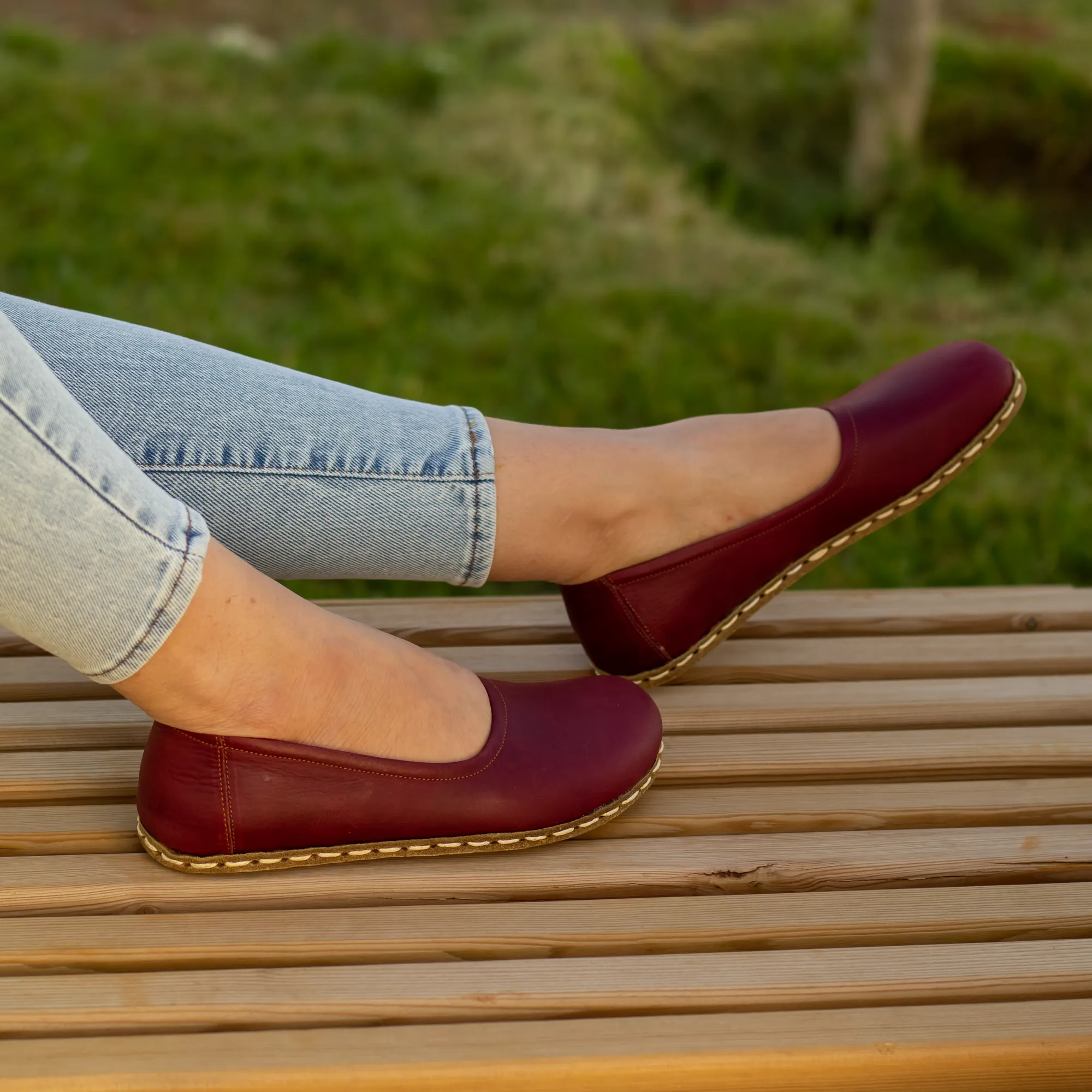 Barefoot Flat Shoes Burgundy for Women