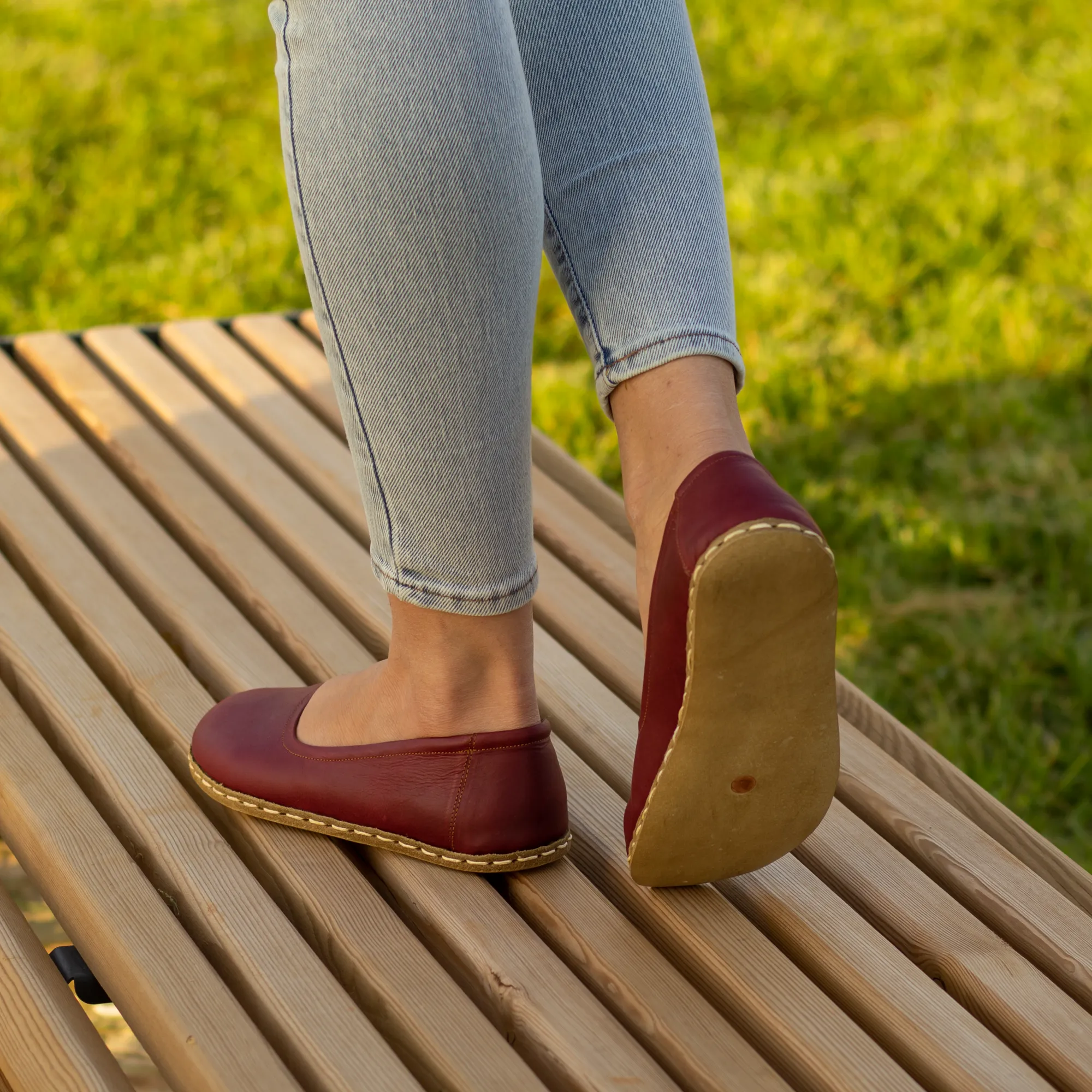 Barefoot Flat Shoes Burgundy for Women