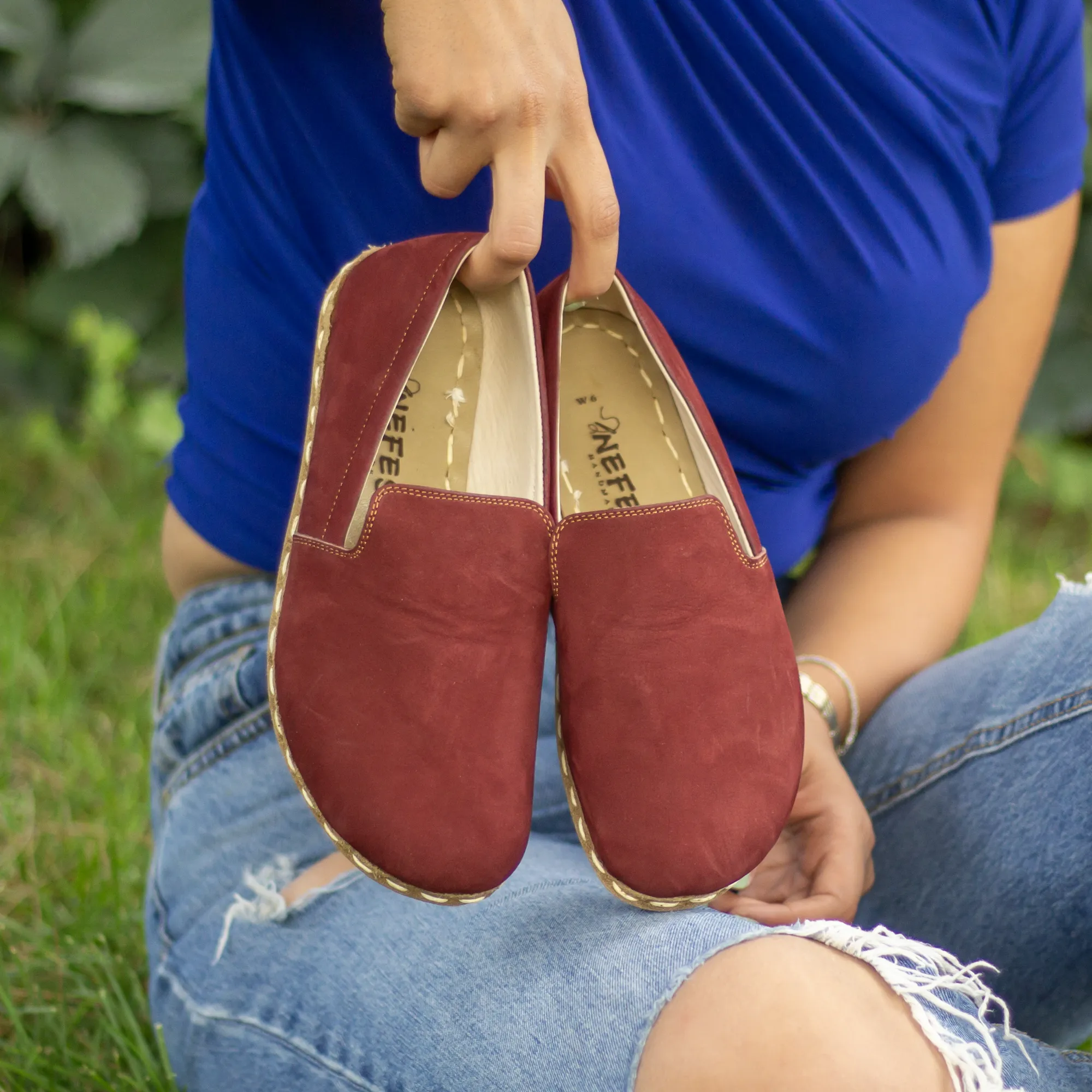 Barefoot Shoes Women's Nubuck Burgundy