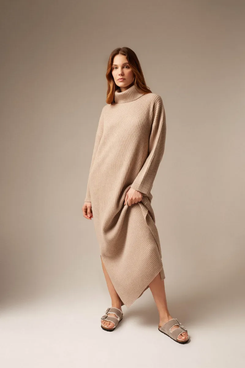 BIANCA CASHMERE DRESS IN SAND