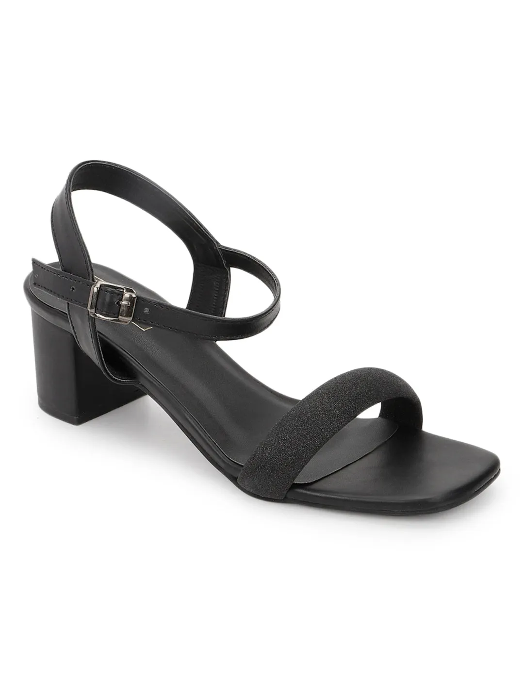 Black PU Strappy Block Sandals (TC-SLC-V240-BLK)