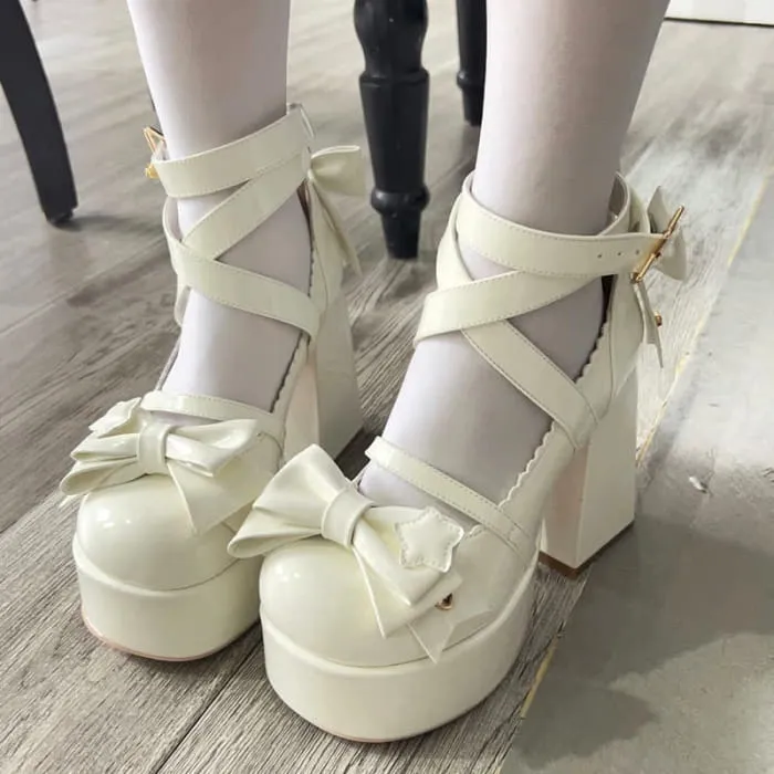 Bow Knot Star Buckle Lolita High-heeled Shoes