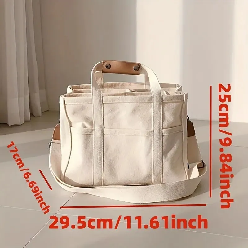 Convenience Multi-Functional Canvas Tote with Crossbody Option