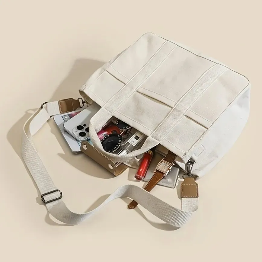 Convenience Multi-Functional Canvas Tote with Crossbody Option