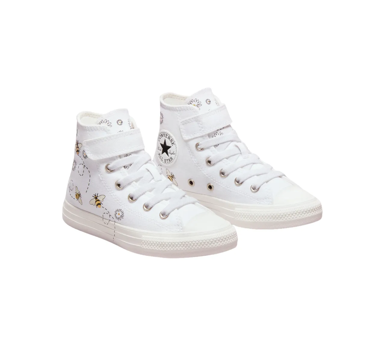 Converse Chuck Taylor All Star Easy-On Bees scarpa in tela alta A01619C white-black-yellow