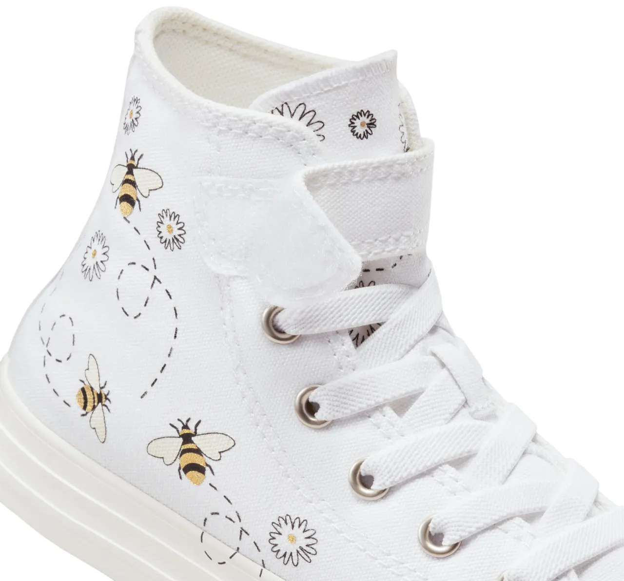 Converse Chuck Taylor All Star Easy-On Bees scarpa in tela alta A01619C white-black-yellow