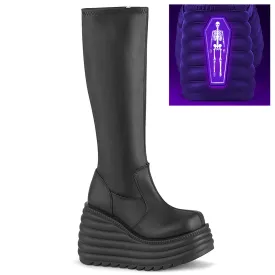 Demonia Morte-300 Wedge Platform Knee High Boot