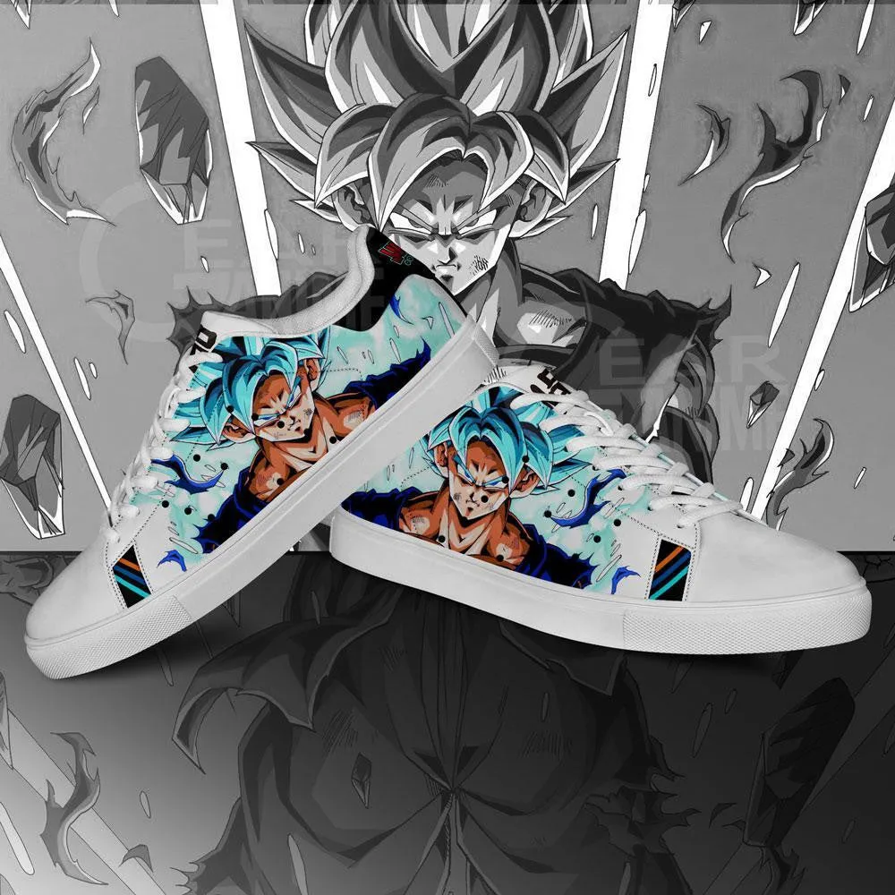 Dragon Ball Skate Shoes Custom Goku Super Saiyan Blue Anime Sneakers