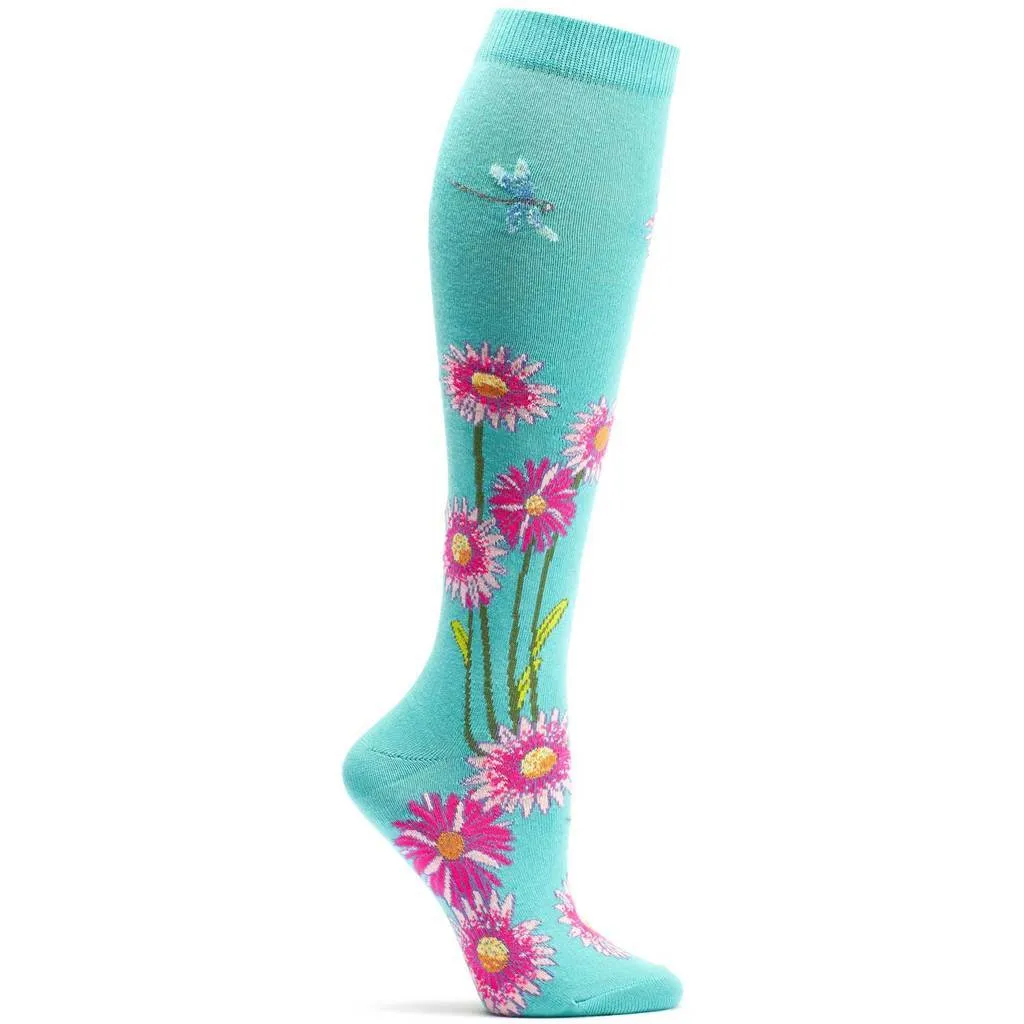 Dragonflies and Daisies Knee High Socks (Women's)