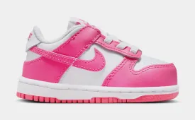 Dunk Low Infant Toddler Lifestyle Shoes (White/Laser Fuchsia)