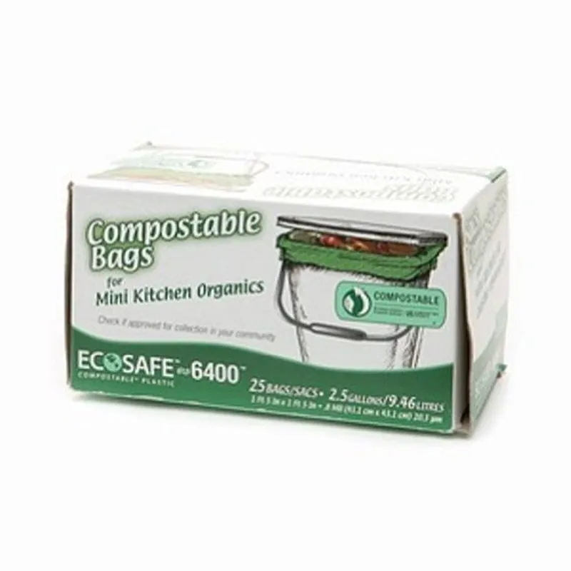 Eco-Safe Compostable 2.6 gal Trash Bags Twist Tie 25 pk 0.6 mil