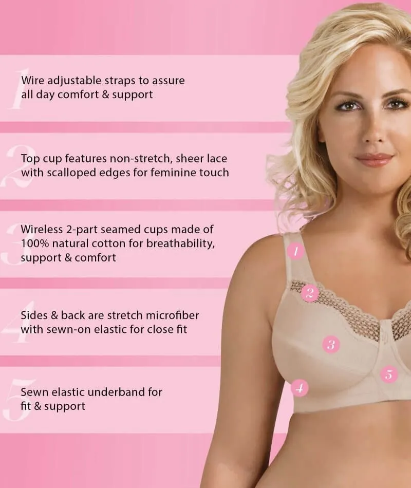 Exquisite Form Fully Cotton Soft Cup Wirefree Bra With Lace - Damask Neutral