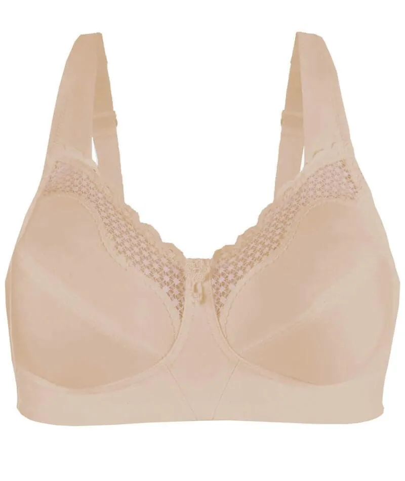 Exquisite Form Fully Cotton Soft Cup Wirefree Bra With Lace - Damask Neutral