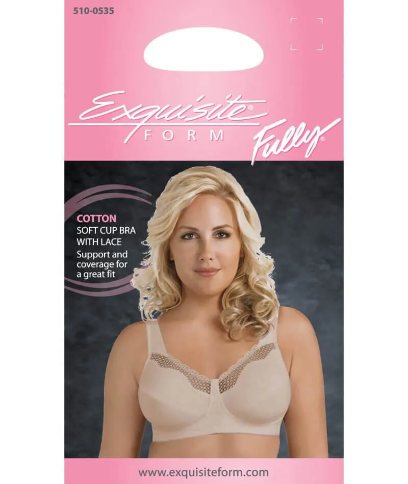 Exquisite Form Fully Cotton Soft Cup Wirefree Bra With Lace - Damask Neutral