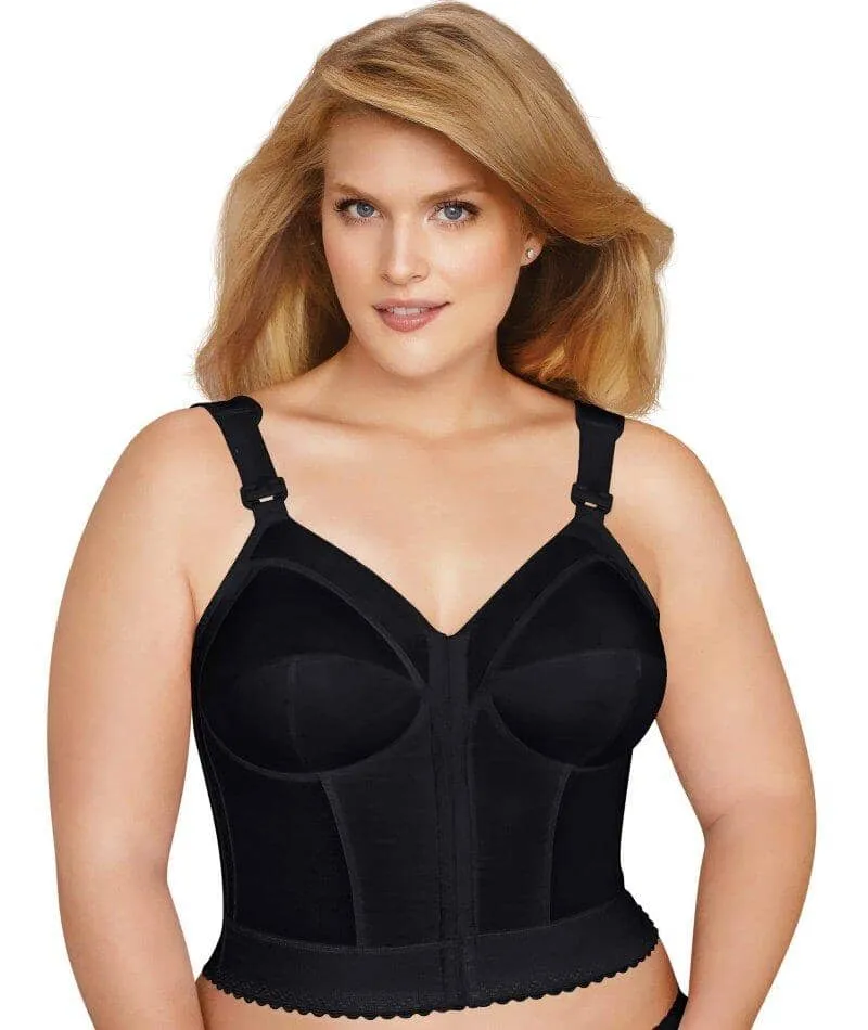 Exquisite Form Fully Front Close Longline Posture Wire-Free Bra - Black