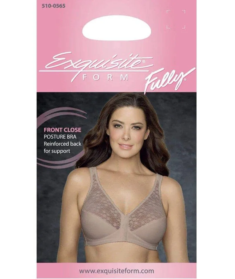 Exquisite Form Fully Front Close Wire-Free Posture Bra With Lace - Walnut