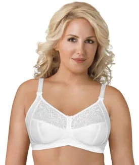 Exquisite Form Fully Soft Cup Wire-Free Bra With Embroidered Mesh - White