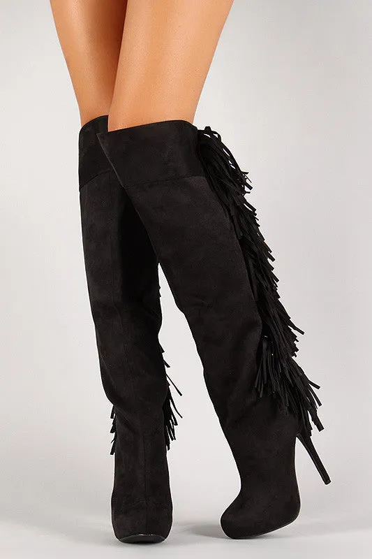 Fringe Stiletto Platform Thigh High Boot