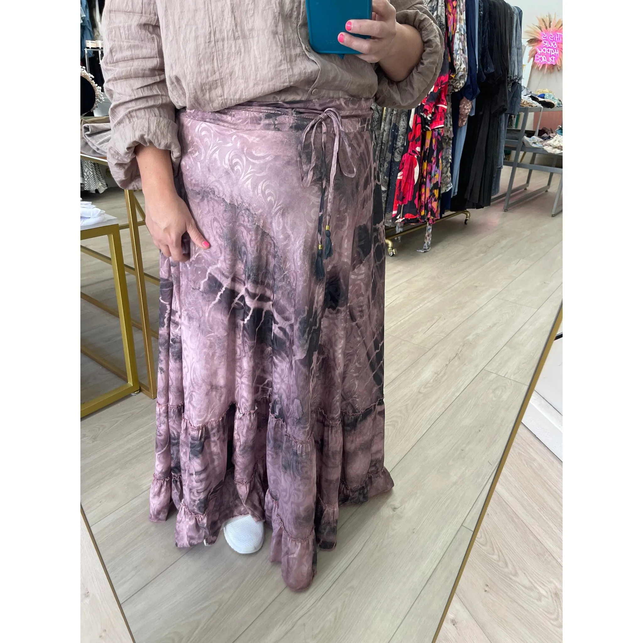 Gold Collection - Maxi Skirt, O/S-Fits-Many, Mauve Print