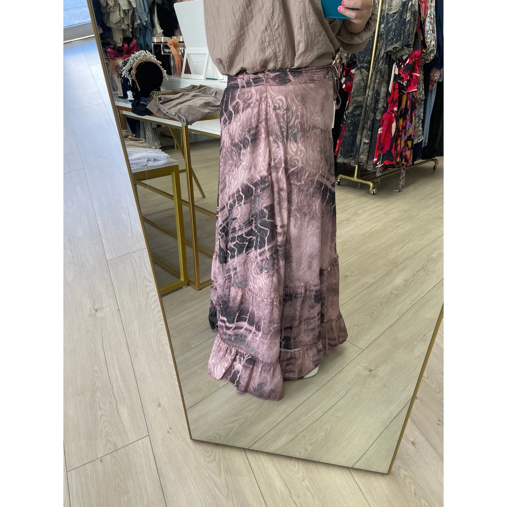 Gold Collection - Maxi Skirt, O/S-Fits-Many, Mauve Print