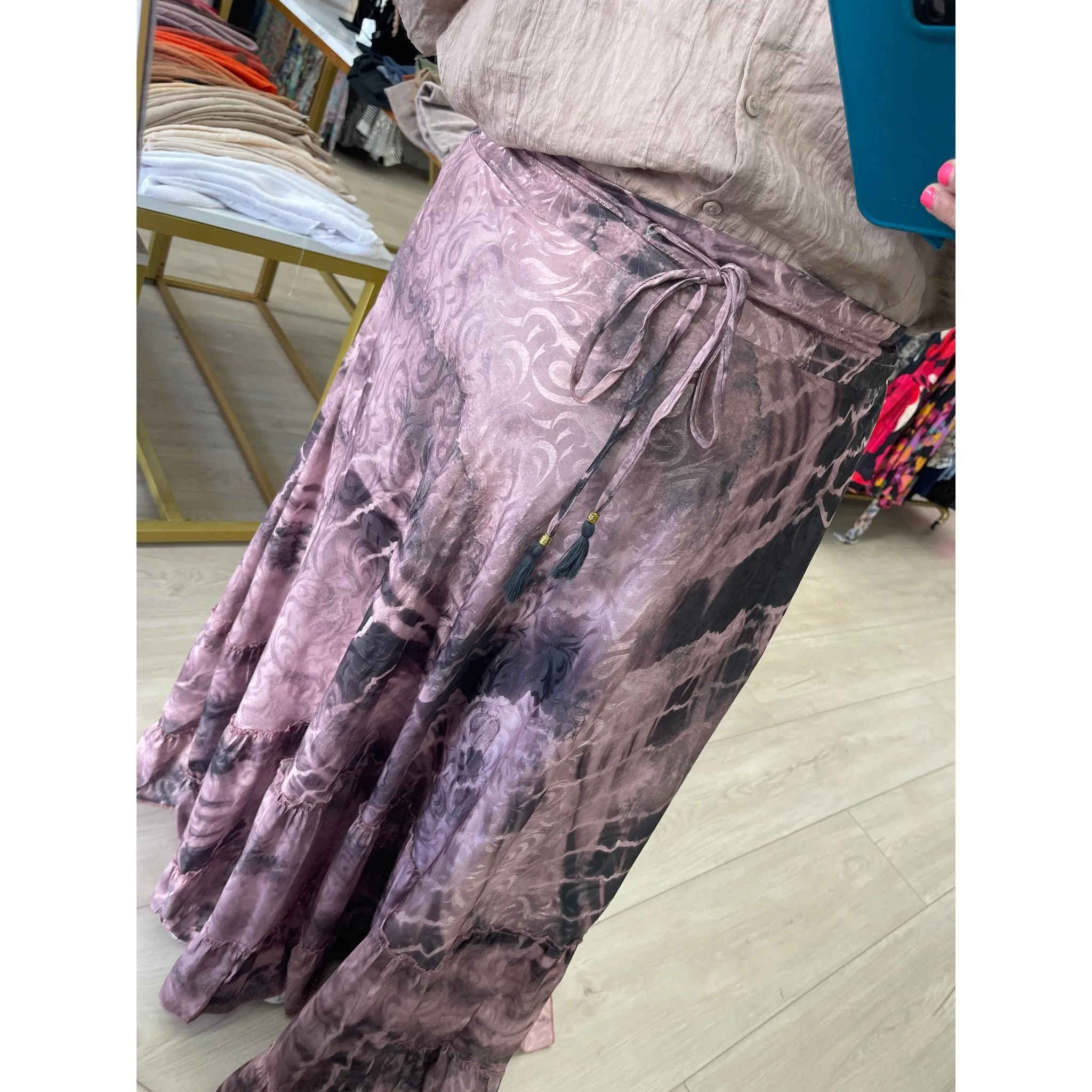 Gold Collection - Maxi Skirt, O/S-Fits-Many, Mauve Print