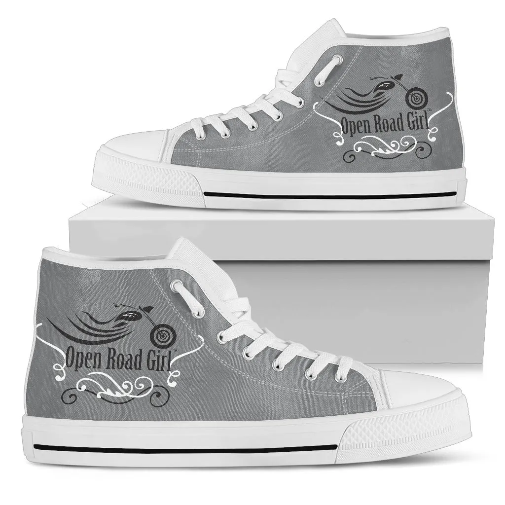 Grey "Open Road Girl" Women's High Top Sneakers