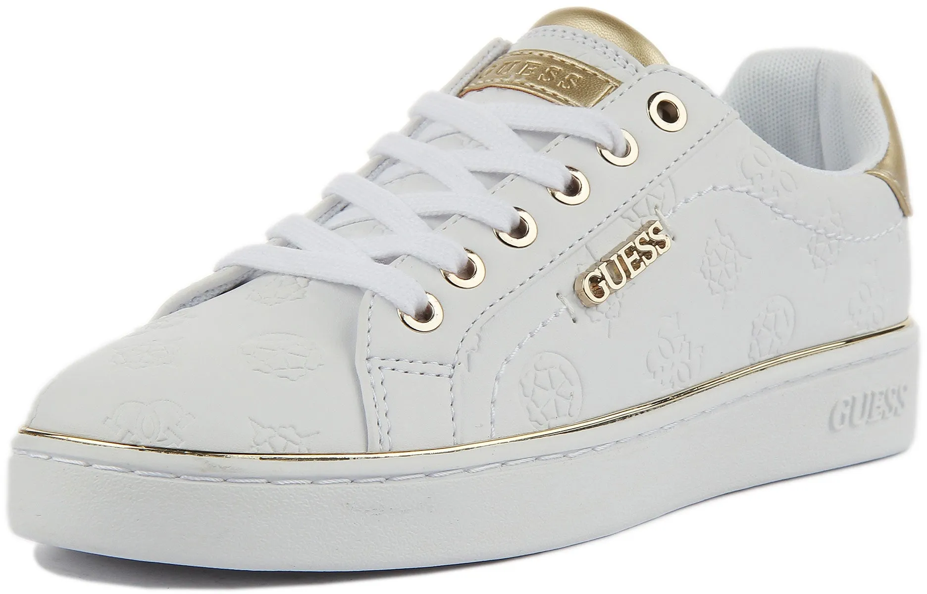 Guess Beckie Trainers In White Gold For Women