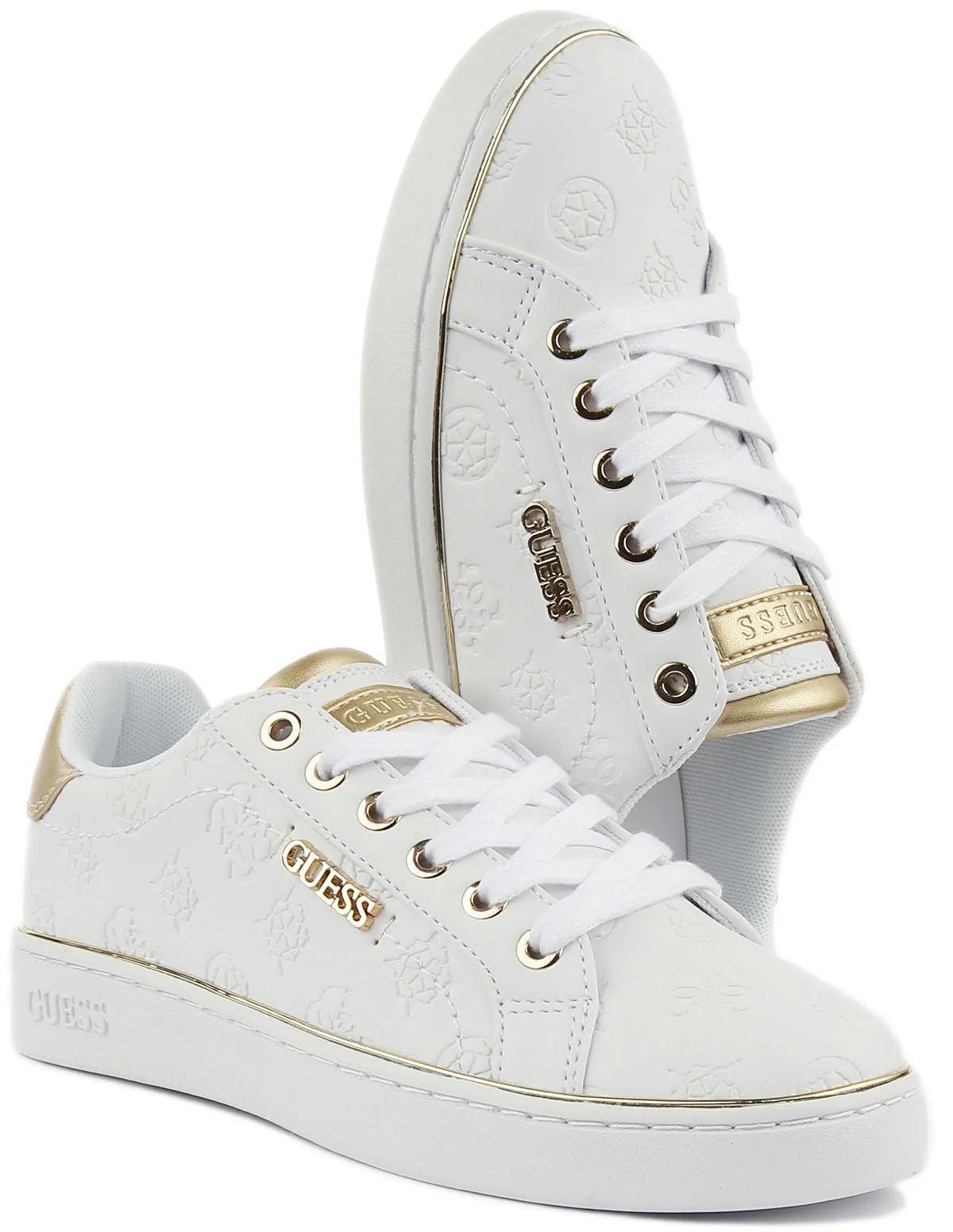 Guess Beckie Trainers In White Gold For Women