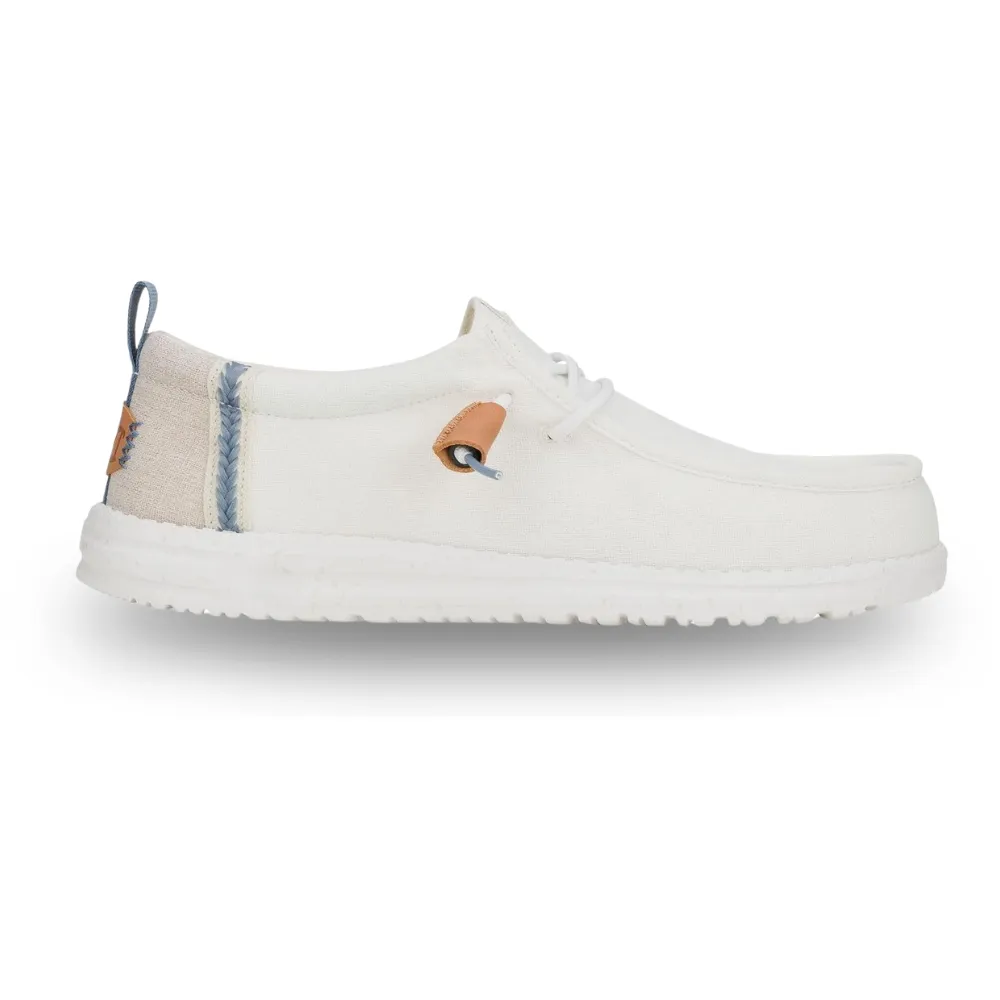 Hey Dude Men's Wally Summer Linen Loafer, Wally Craft Linen White/Stone Gray