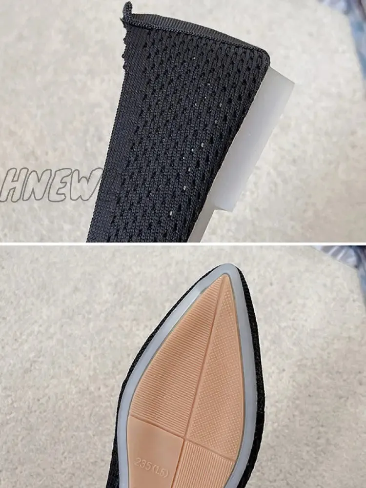 Hnewly - Breathable Hollow Solid Color Flat Shoes