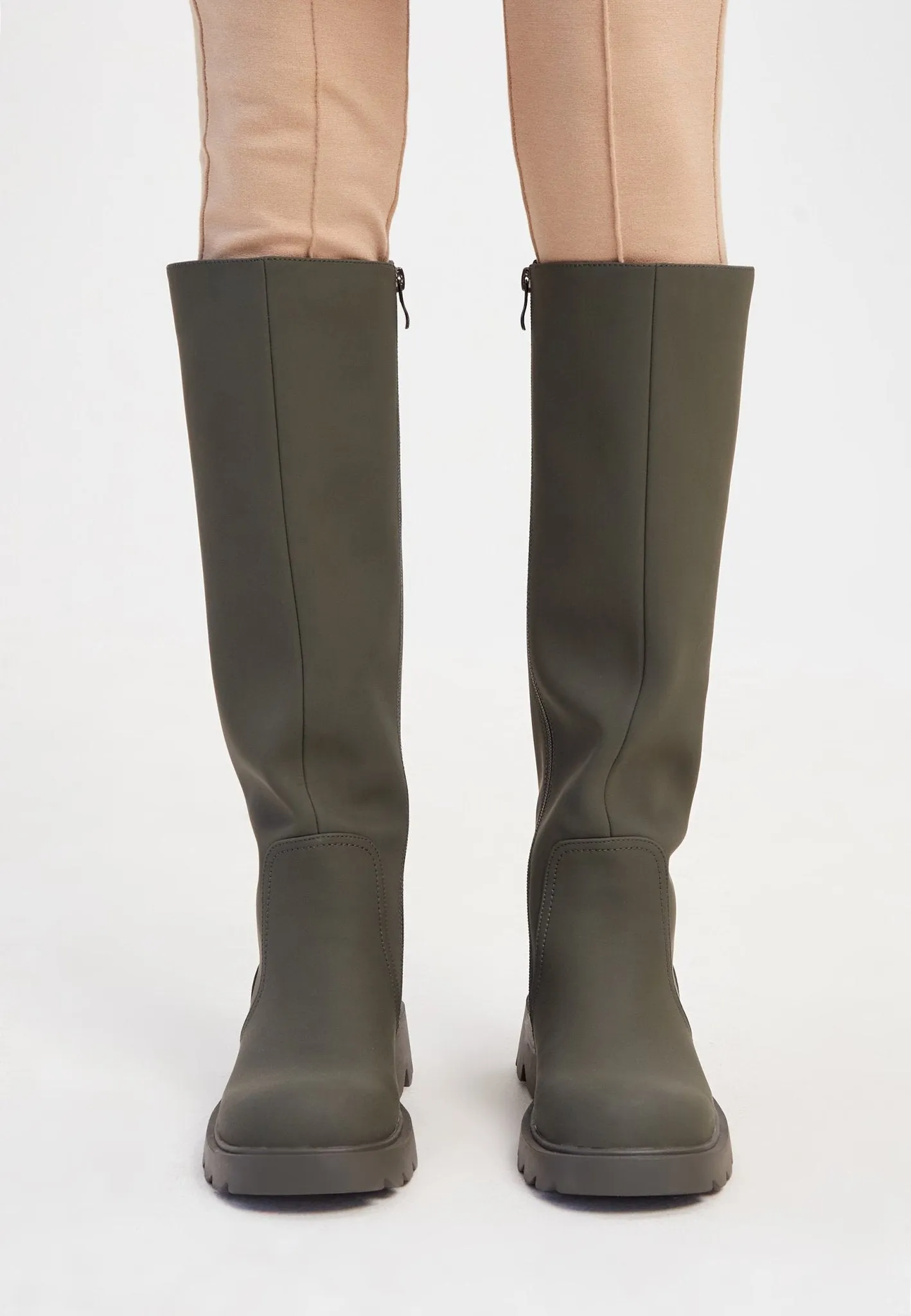 Knee-High Chunky Sole Boots - Green