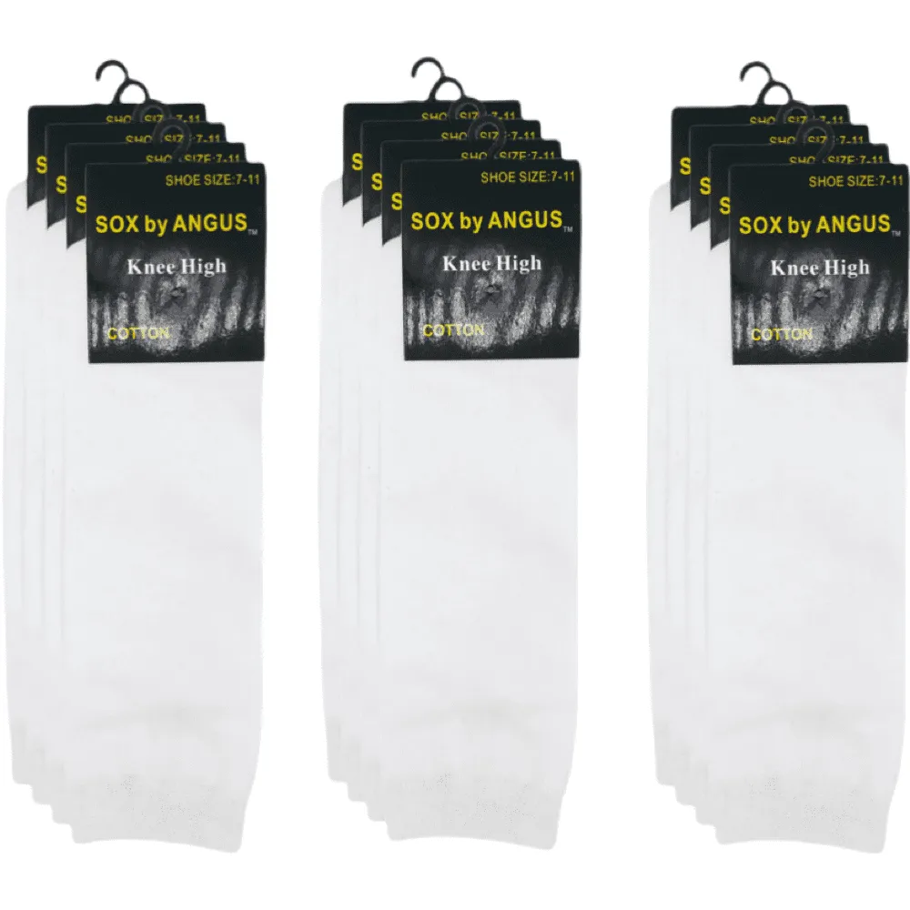 Knee High Cotton Socks - White