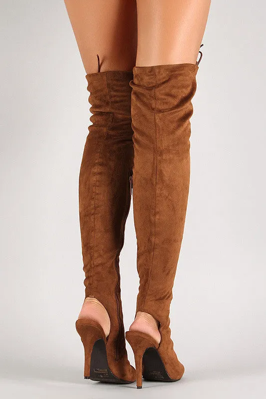 Lace Up Back Cut Out Over The Knee Boot