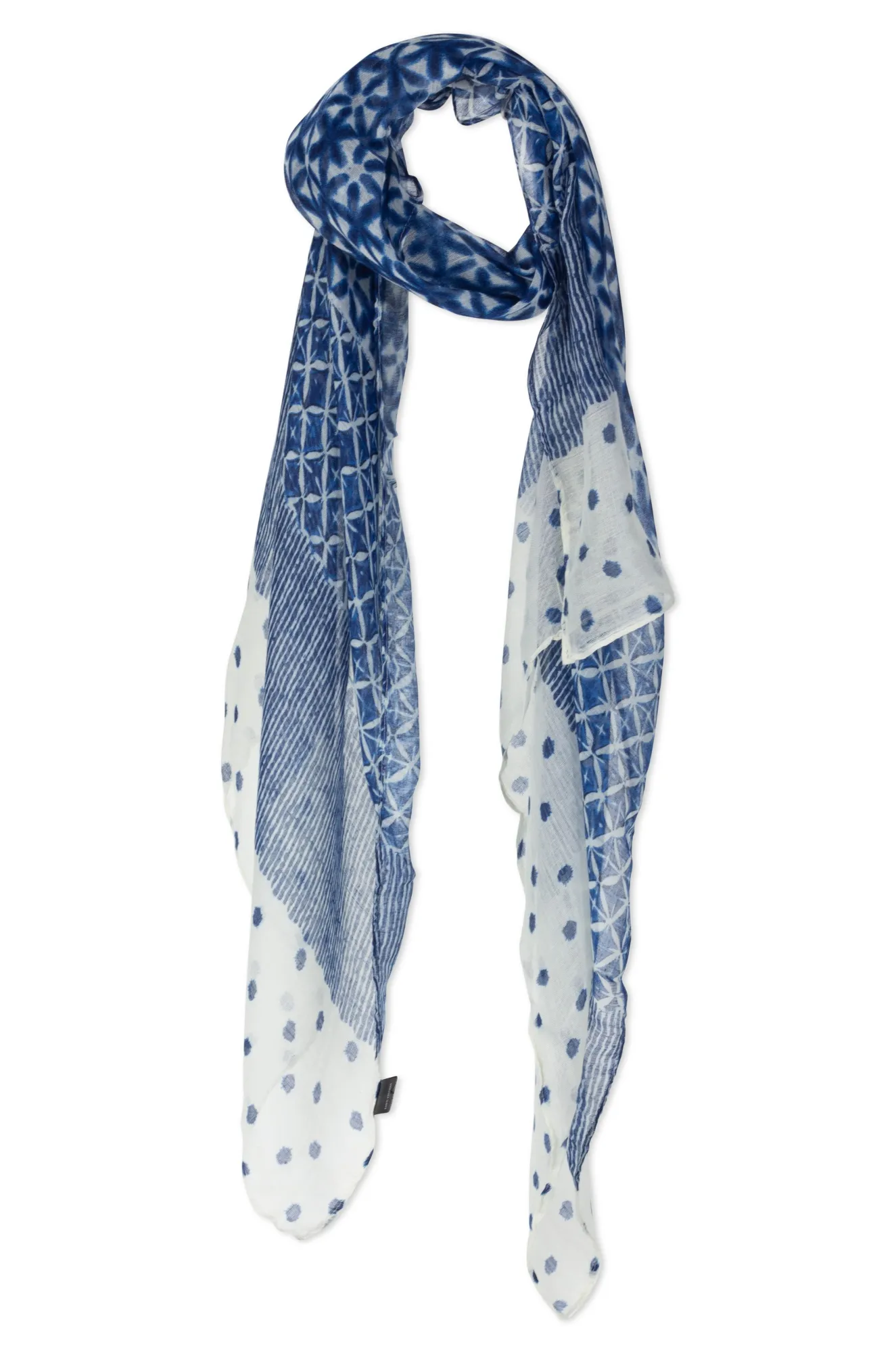 Lightweight Tile print Scarf | NAVY | 0491A1